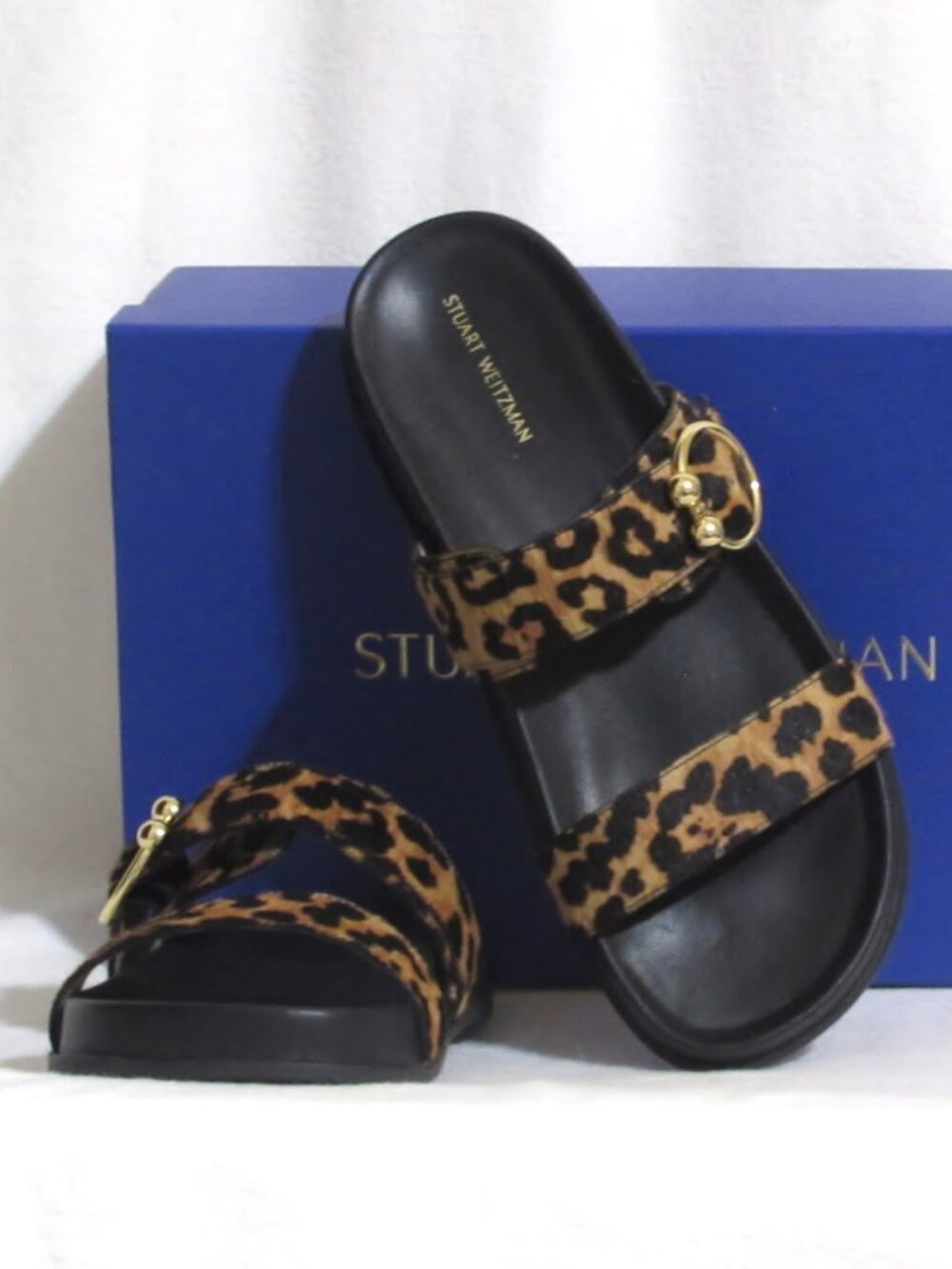 NEW Ladies STUART WEITZMAN Leopard Comfort Sandals Shoes 8.5 M Orig $350